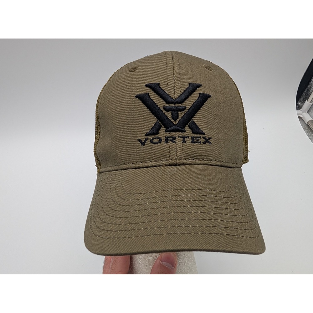 Vortex Optics Trucker Hat Olive Green Mesh Snapback Adjustable OSFM Logo Cap